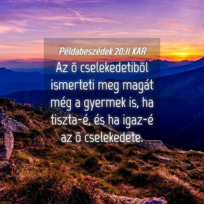 Picture 04 - Példabeszédek 20:11 KAR - Az õ cselekedetibõl ismerteti meg magát még a - Bible Verse Picture