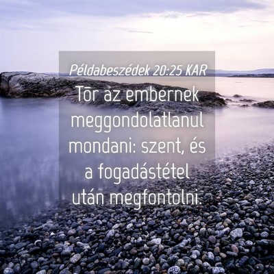 Picture 04 - Példabeszédek 20:25 KAR - Tõr az embernek meggondolatlanul mondani: szent, - Bible Verse Picture