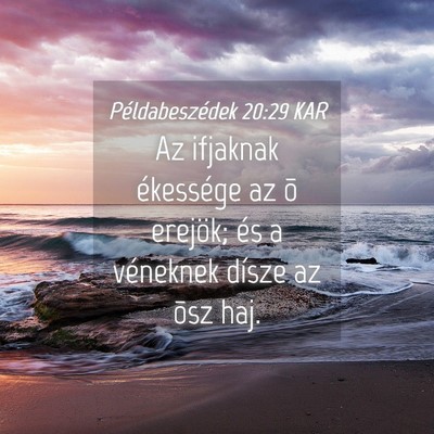 Picture 04 - Példabeszédek 20:29 KAR - Az ifjaknak ékessége az õ erejök; és a - Bible Verse Picture