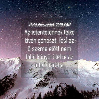Picture 04 - Példabeszédek 21:10 KAR - Az istentelennek lelke kiván gonoszt; [és] az - Bible Verse Picture