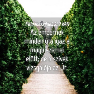 Picture 04 - Példabeszédek 21:2 KAR - Az embernek minden úta igaz a maga szemei - Bible Verse Picture
