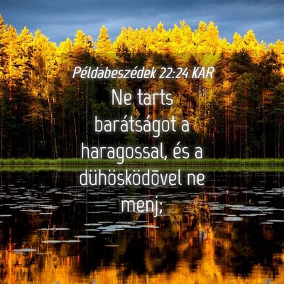Picture 04 - Példabeszédek 22:24 KAR - Ne tarts barátságot a haragossal, és a - Bible Verse Picture