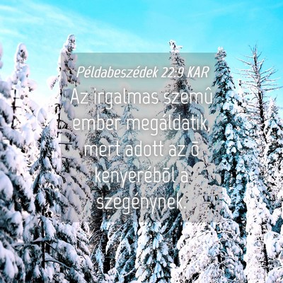 Picture 04 - Példabeszédek 22:9 KAR - Az irgalmas szemû ember megáldatik, mert adott - Bible Verse Picture