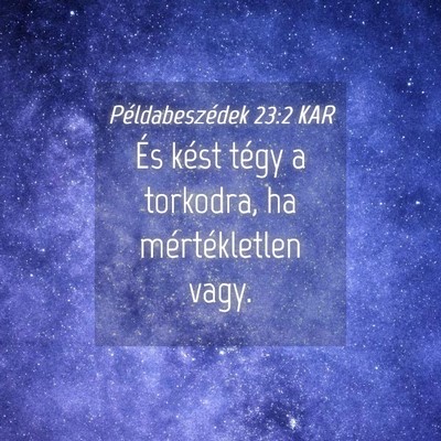 Picture 04 - Példabeszédek 23:2 KAR - És kést tégy a torkodra, ha mértékletlen - Bible Verse Picture