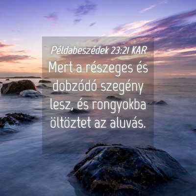 Picture 04 - Példabeszédek 23:21 KAR - Mert a részeges és dobzódó szegény lesz, és - Bible Verse Picture