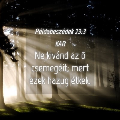 Picture 04 - Példabeszédek 23:3 KAR - Ne kivánd az õ csemegéit; mert ezek hazug - Bible Verse Picture