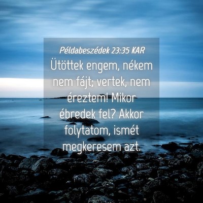 Picture 04 - Példabeszédek 23:35 KAR - Ütöttek engem, nékem nem fájt; vertek, nem - Bible Verse Picture