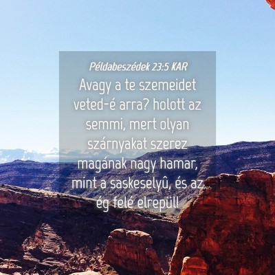 Picture 04 - Példabeszédek 23:5 KAR - Avagy a te szemeidet veted-é arra? holott az - Bible Verse Picture