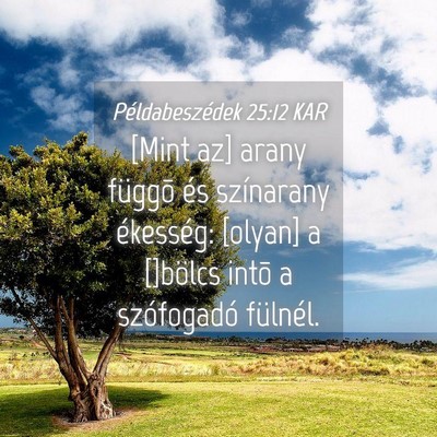 Picture 04 - Példabeszédek 25:12 KAR - [Mint az] arany függõ és színarany ékesség: - Bible Verse Picture