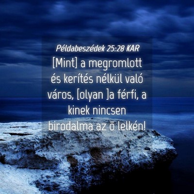 Picture 04 - Példabeszédek 25:28 KAR - [Mint] a megromlott és kerítés nélkül való - Bible Verse Picture