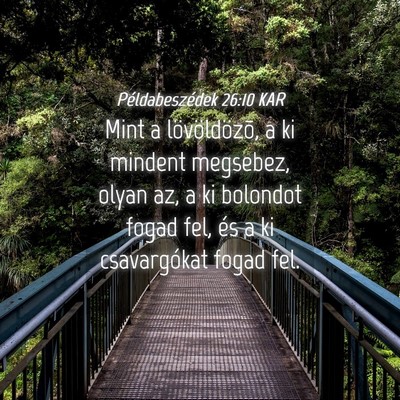 Picture 04 - Példabeszédek 26:10 KAR - Mint a lövöldözõ, a ki mindent megsebez, - Bible Verse Picture