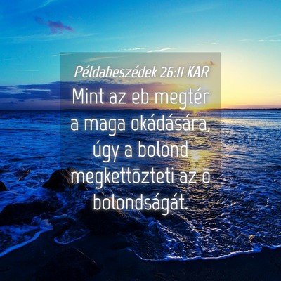 Picture 04 - Példabeszédek 26:11 KAR - Mint az eb megtér a maga okádására, úgy a - Bible Verse Picture