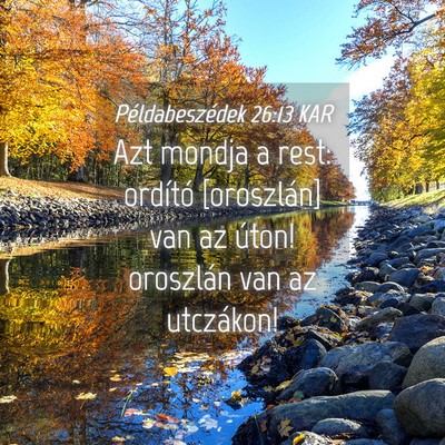 Picture 04 - Példabeszédek 26:13 KAR - Azt mondja a rest: ordító [oroszlán] van az - Bible Verse Picture