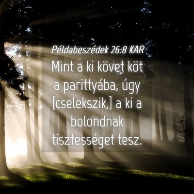 Picture 04 - Példabeszédek 26:8 KAR - Mint a ki követ köt a parittyába, úgy - Bible Verse Picture