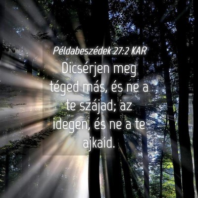 Picture 04 - Példabeszédek 27:2 KAR - Dicsérjen meg téged más, és ne a te szájad; - Bible Verse Picture