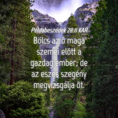 Picture 04 - Példabeszédek 28:11 KAR - Bölcs az õ maga szemei elõtt a gazdag ember; - Bible Verse Picture