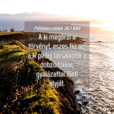 Picture 04 - Példabeszédek 28:7 KAR - A ki megõrzi a törvényt, eszes fiú az; a ki - Bible Verse Picture