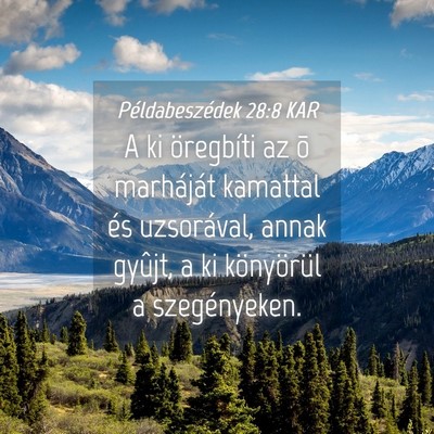 Picture 04 - Példabeszédek 28:8 KAR - A ki öregbíti az õ marháját kamattal és - Bible Verse Picture