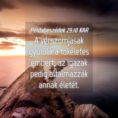 Picture 04 - Példabeszédek 29:10 KAR - A vérszomjasak gyûlölik a tökéletes embert; - Bible Verse Picture