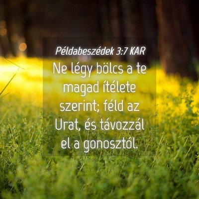 Picture 04 - Példabeszédek 3:7 KAR - Ne légy bölcs a te magad ítélete szerint; - Bible Verse Picture