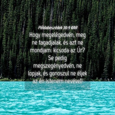 Picture 04 - Példabeszédek 30:9 KAR - Hogy megelégedvén, meg ne tagadjalak, és azt - Bible Verse Picture