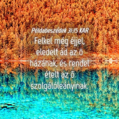 Picture 04 - Példabeszédek 31:15 KAR - Felkel még éjjel, eledelt ád az õ házának, - Bible Verse Picture