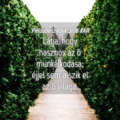 Picture 04 - Példabeszédek 31:18 KAR - Látja, hogy hasznos az õ munkálkodása; éjjel - Bible Verse Picture