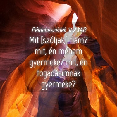 Picture 04 - Példabeszédek 31:2 KAR - Mit [szóljak,] fiam? mit, én méhem gyermeke? - Bible Verse Picture