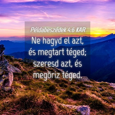 Picture 04 - Példabeszédek 4:6 KAR - Ne hagyd el azt, és megtart téged; szeresd azt, - Bible Verse Picture
