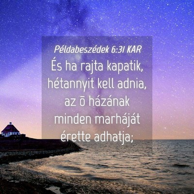 Picture 04 - Példabeszédek 6:31 KAR - És ha rajta kapatik, hétannyit kell adnia, az - Bible Verse Picture