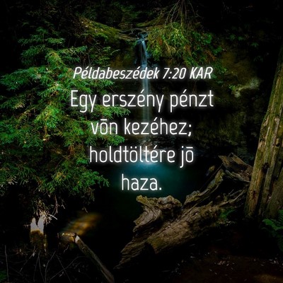 Picture 04 - Példabeszédek 7:20 KAR - Egy erszény pénzt võn kezéhez; holdtöltére - Bible Verse Picture