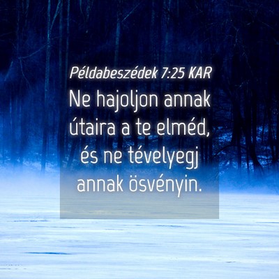 Picture 04 - Példabeszédek 7:25 KAR - Ne hajoljon annak útaira a te elméd, és ne - Bible Verse Picture