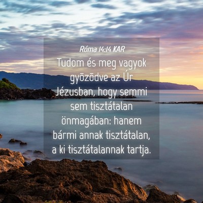 Picture 04 - Róma 14:14 KAR - Tudom és meg vagyok gyõzõdve az Úr Jézusban, - Bible Verse Picture