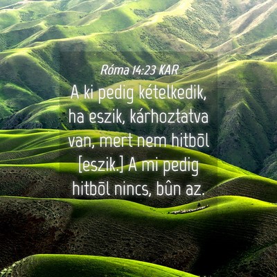 Picture 04 - Róma 14:23 KAR - A ki pedig kételkedik, ha eszik, kárhoztatva - Bible Verse Picture