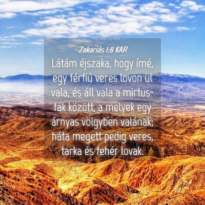 Picture 04 - Zakariás 1:8 KAR - Látám éjszaka, hogy ímé, egy férfiú veres - Bible Verse Picture