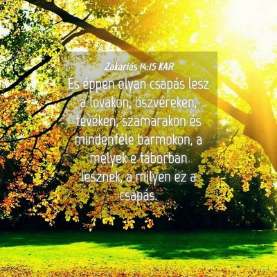 Picture 04 - Zakariás 14:15 KAR - És éppen olyan csapás lesz a lovakon, - Bible Verse Picture