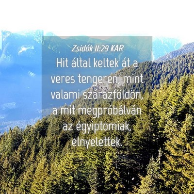 Picture 04 - Zsidók 11:29 KAR - Hit által keltek át a veres tengeren, mint - Bible Verse Picture