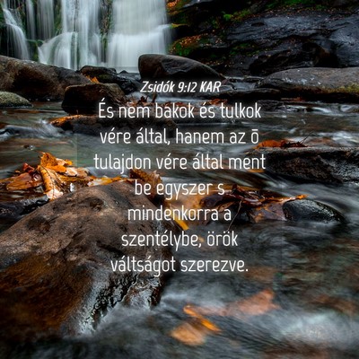 Picture 04 - Zsidók 9:12 KAR - És nem bakok és tulkok vére által, hanem az - Bible Verse Picture