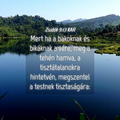 Picture 04 - Zsidók 9:13 KAR - Mert ha a bakoknak és bikáknak a vére, meg a - Bible Verse Picture