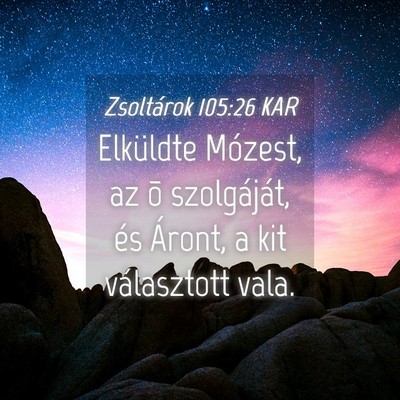 Picture 04 - Zsoltárok 105:26 KAR - Elküldte Mózest, az õ szolgáját, és Áront, - Bible Verse Picture