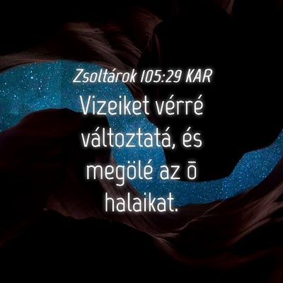 Picture 04 - Zsoltárok 105:29 KAR - Vizeiket vérré változtatá, és megölé az õ - Bible Verse Picture