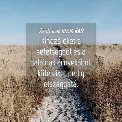 Picture 04 - Zsoltárok 107:14 KAR - Kihozá õket a setétségbõl és a halálnak - Bible Verse Picture