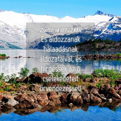 Picture 04 - Zsoltárok 107:22 KAR - És áldozzanak hálaadásnak áldozataival, és - Bible Verse Picture