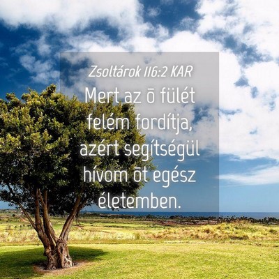Picture 04 - Zsoltárok 116:2 KAR - Mert az õ fülét felém fordítja, azért - Bible Verse Picture