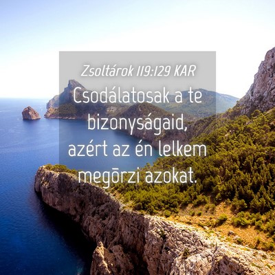 Picture 04 - Zsoltárok 119:129 KAR - Csodálatosak a te bizonyságaid, azért az én - Bible Verse Picture