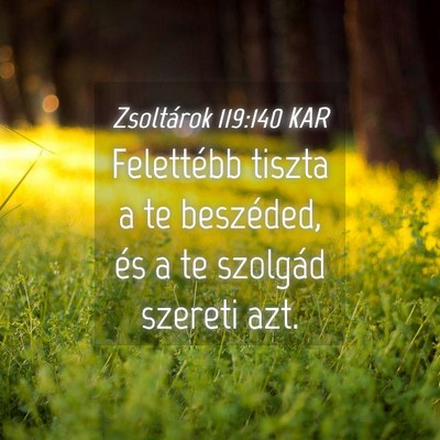 Picture 04 - Zsoltárok 119:140 KAR - Felettébb tiszta a te beszéded, és a te - Bible Verse Picture