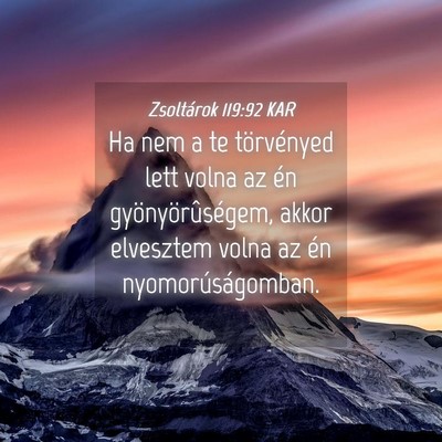 Picture 04 - Zsoltárok 119:92 KAR - Ha nem a te törvényed lett volna az én - Bible Verse Picture