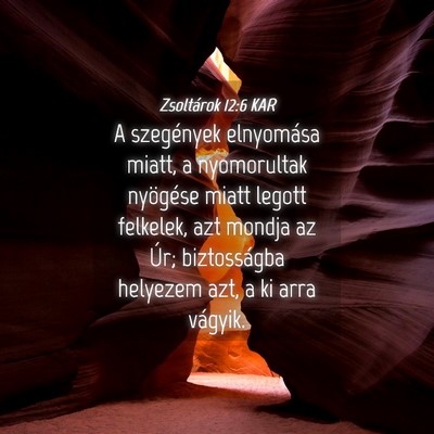 Picture 04 - Zsoltárok 12:6 KAR - A szegények elnyomása miatt, a nyomorultak - Bible Verse Picture