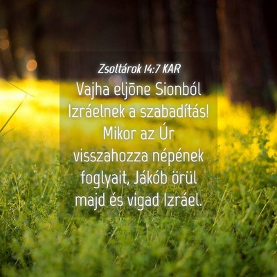 Picture 04 - Zsoltárok 14:7 KAR - Vajha eljõne Sionból Izráelnek a szabadítás! - Bible Verse Picture
