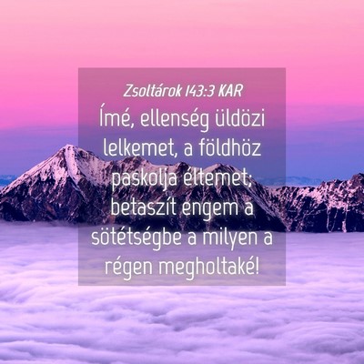 Picture 04 - Zsoltárok 143:3 KAR - Ímé, ellenség üldözi lelkemet, a földhöz - Bible Verse Picture
